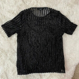Dry Goods sparkly black top with black cami attached underneath size extra small